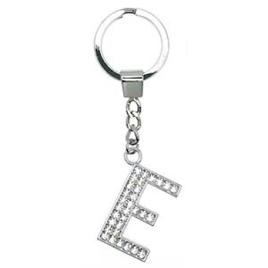 Schlüsselring mit 34 mm Strassbuchstabe "E"