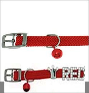 Katzendehnhalsband 30 cm Rot für 14 mm Strass, ohne Buchstaben/Motive