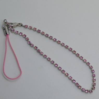 Strip pink, mit Zirkoniakettchen pink, 16 cm lang, für Karabineranhänger/Charms, ohne Anhänger
