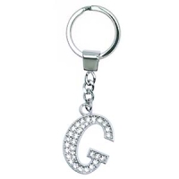 Schlüsselring mit 34 mm Strassbuchstabe "G"