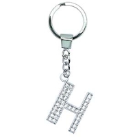 Schlüsselring mit 34 mm Strassbuchstabe "H"
