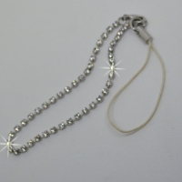 Strip weiß, mit Zirkoniakettchen crystal, 16 cm lang, für Karabineranhänger/Charms, ohne Anhänger