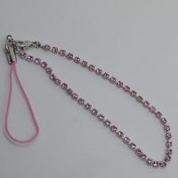 Strip pink, mit Zirkoniakettchen pink, 16 cm lang, für Karabineranhänger/Charms, ohne Anhänger