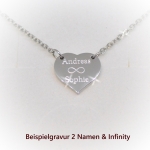 Gravur individuell: Set Anhänger kleines Herz, (B/H: 13 mm x 11 mm), Edelstahl hochglanzpoliert, inkl. persönlicher Gravur Vorderseite und Edelstahlkette
